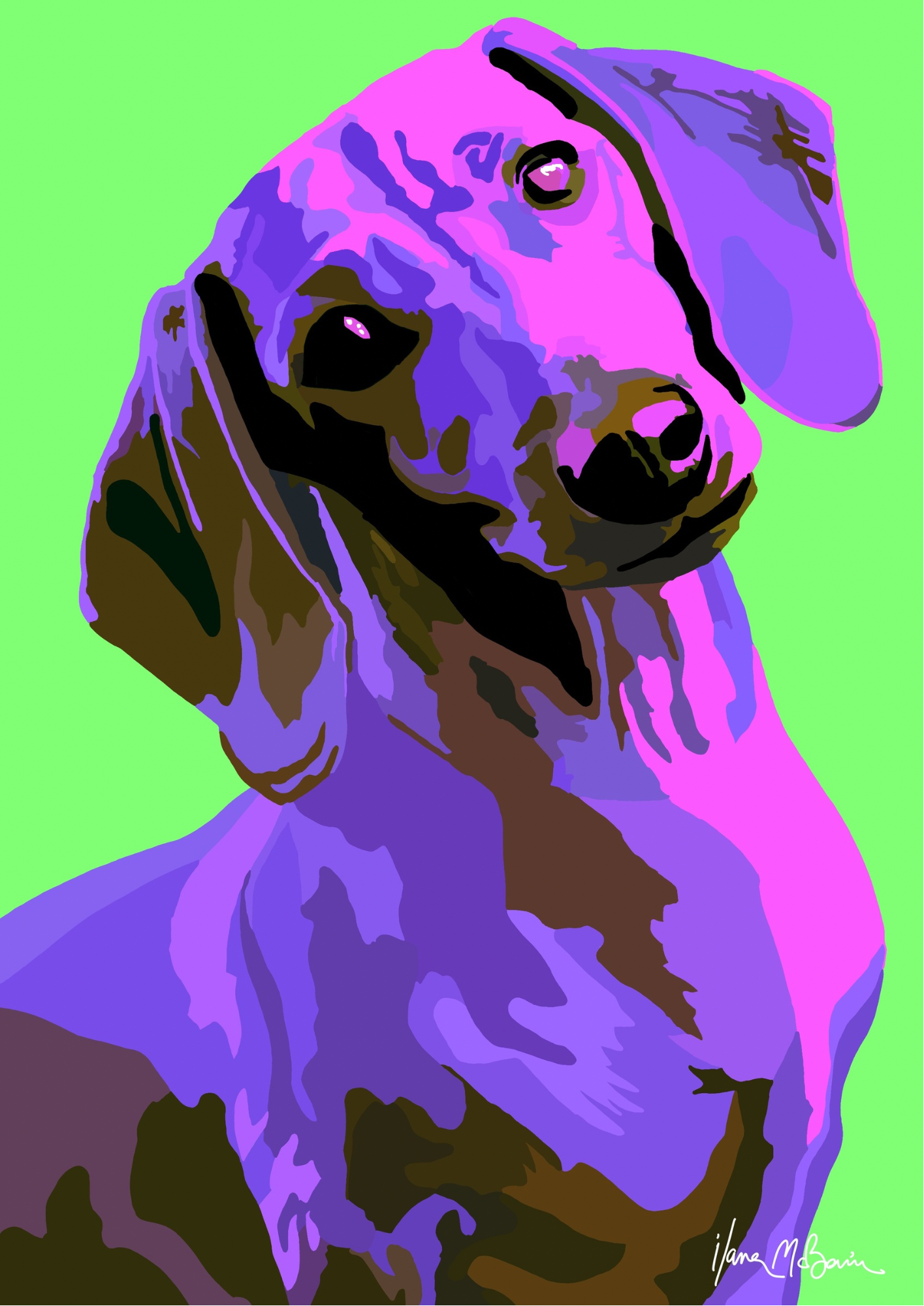 Dachshund “Noir” - Purple - Pop Art - Canvas Acrylic Painting