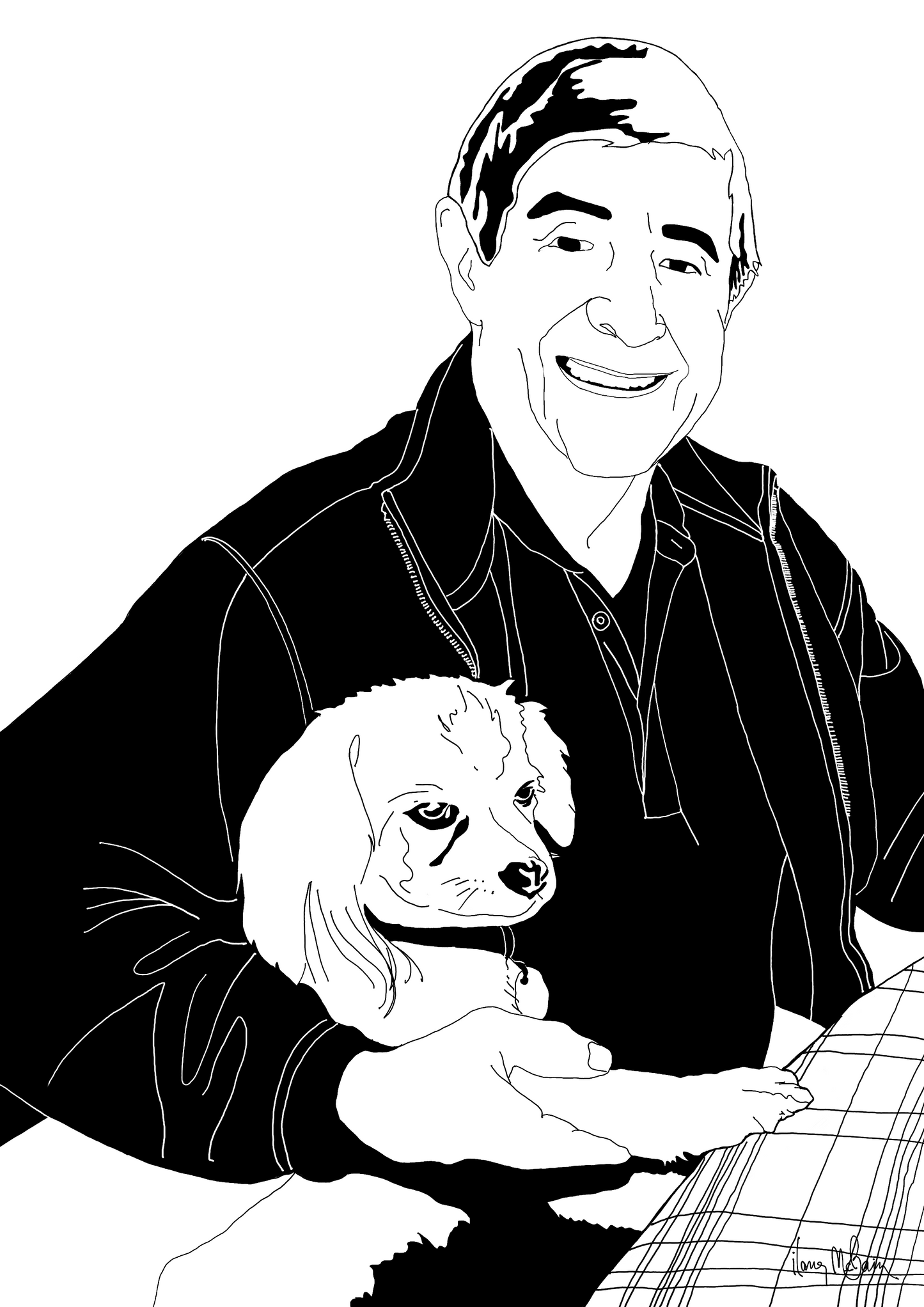 A Gentleman With His dog Personalised Portrait