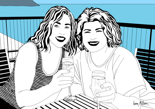 Best Friends On A Holiday Personalised Portrait