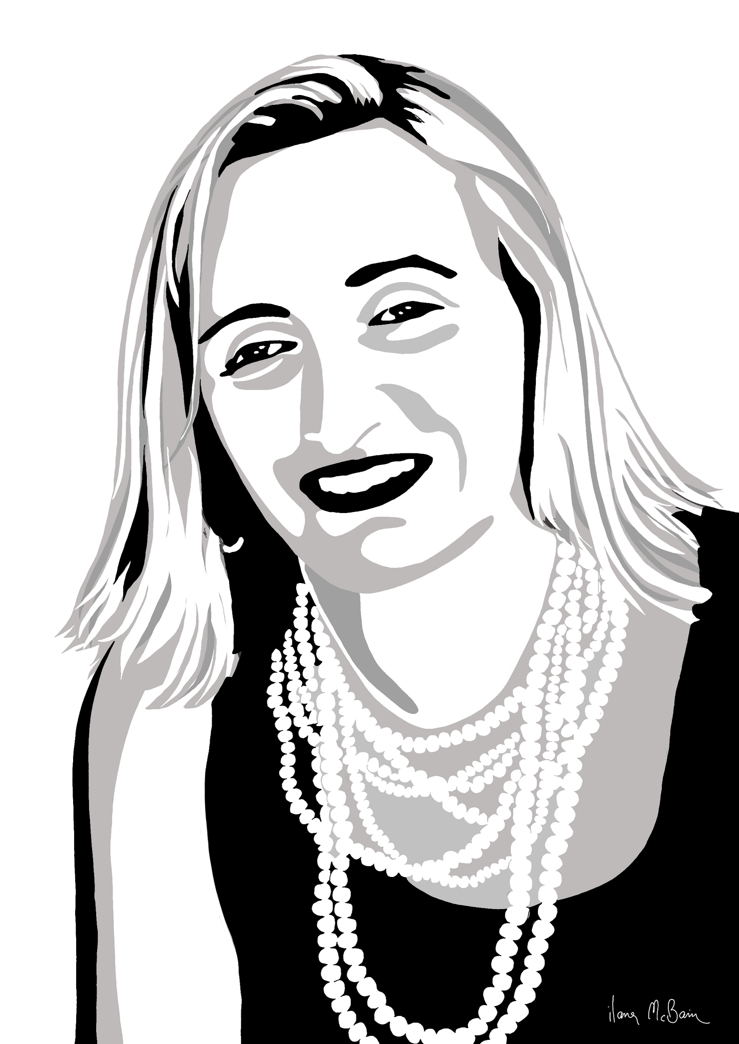 A Lady With Pearls Personalised Portrait