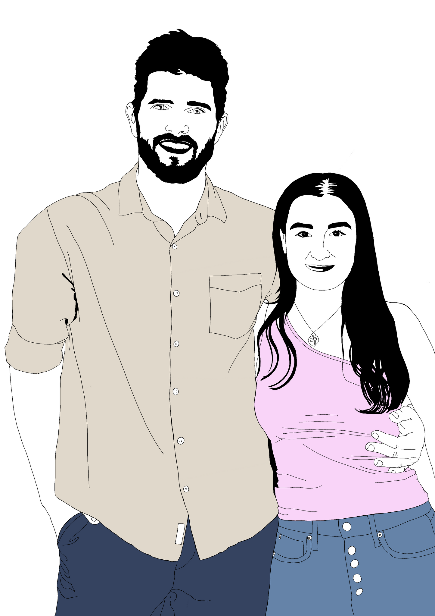 Happy Couple Personalised Portrait