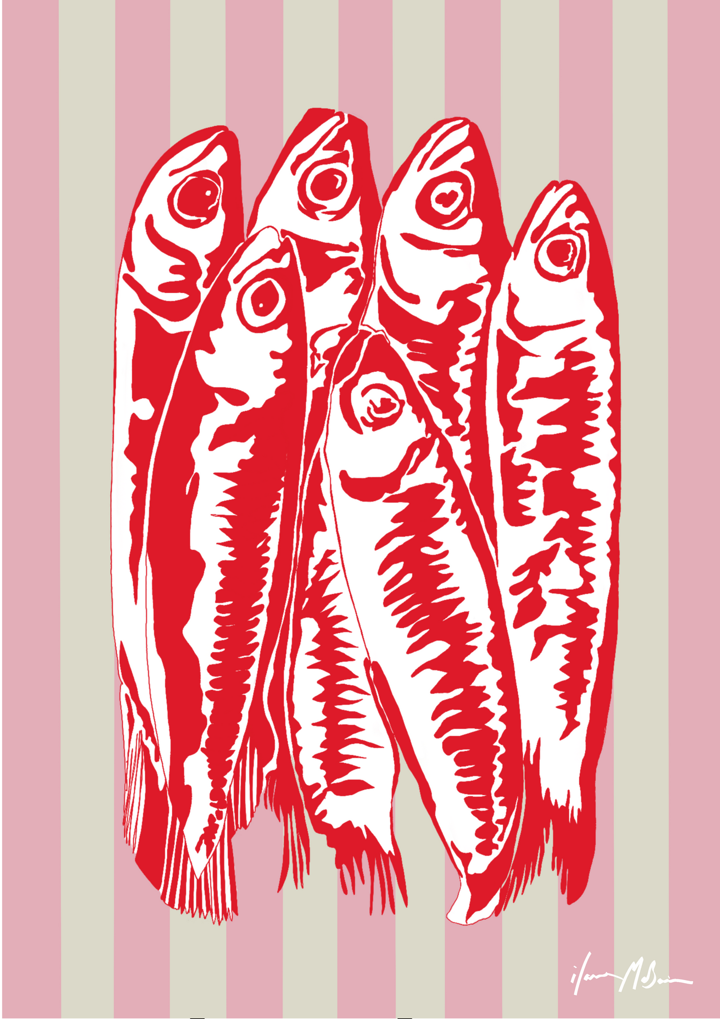 Sardines in Stripes – Rose - Pop Art - Special Edition Print