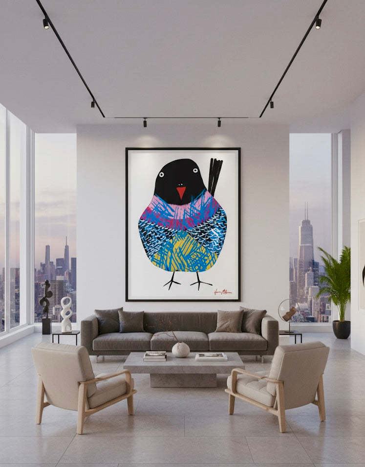 Ethereal Wings - Bird Art Print In a luxury living room