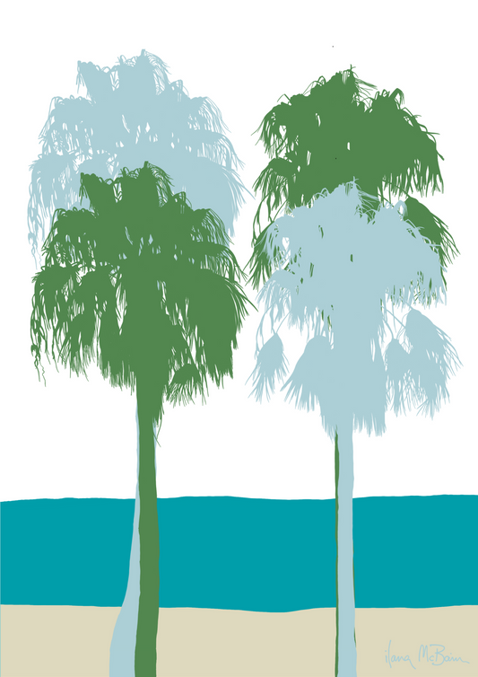 Sea Breeze Palms – Dreamy Coastal Art for Seaside – Art Print by Ilana McBain