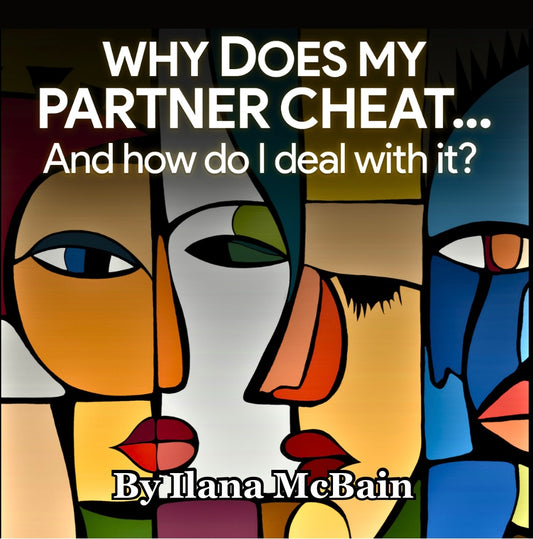 Book cover with abstract faces and text about dealing with partner cheating