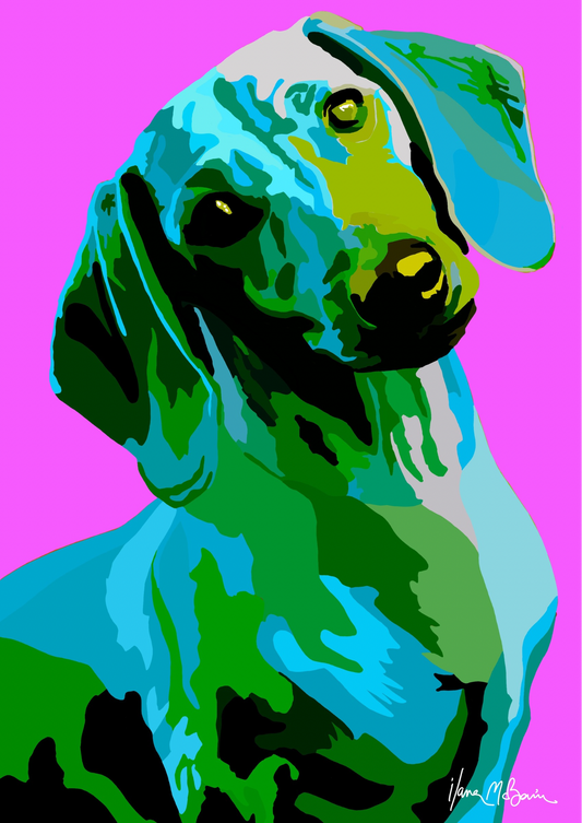 Dachshund “Noir” - Green - Pop Art - Canvas Acrylic Painting