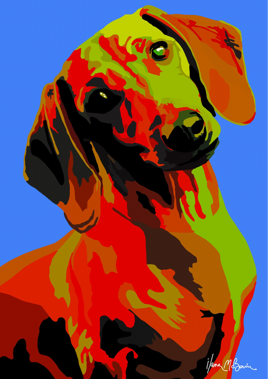 Dachshund “Noir” - Red - Pop Art - Canvas Acrylic Painting