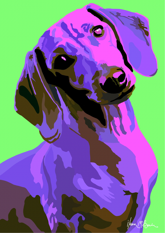 Dachshund “Noir” - Purple - Pop Art - Canvas Acrylic Painting