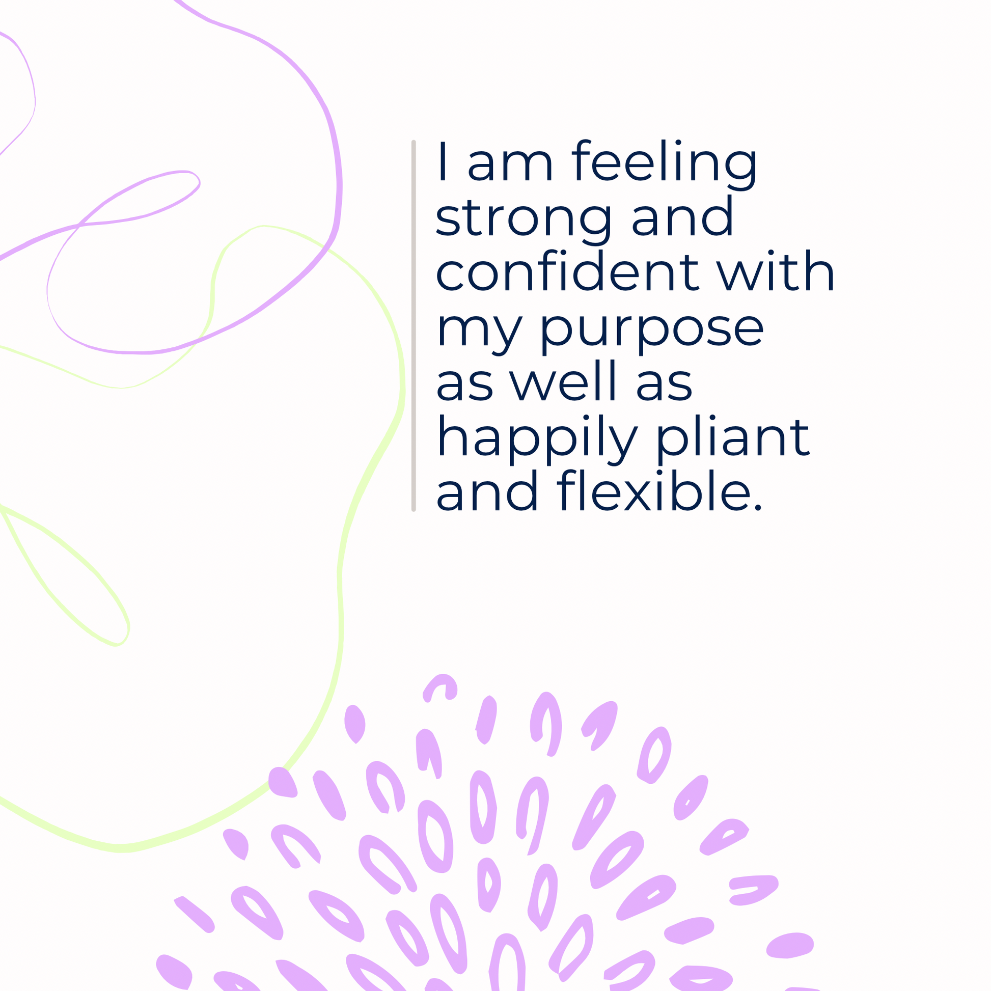 Motivational quote on a white background with abstract purple and green designs.