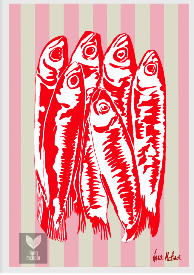 Sardines in Stripes – Rose - Pop Art - Special Edition Print