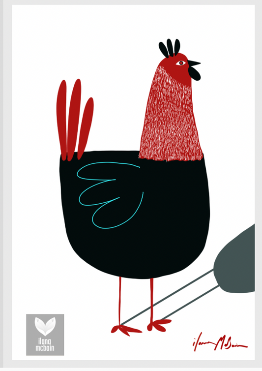 Grouch Contemporary whimsical Modern Chicken  - Fine Art Poster by Ilana McBain