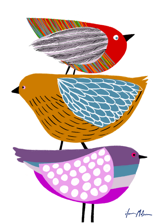 Stack Of Birds - Bird Art Print - Special Edition print 