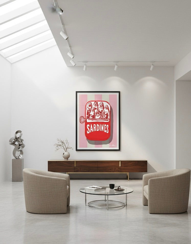 Can of sardines - Rose – Pop Art - Special Edition Print In a luxury living room