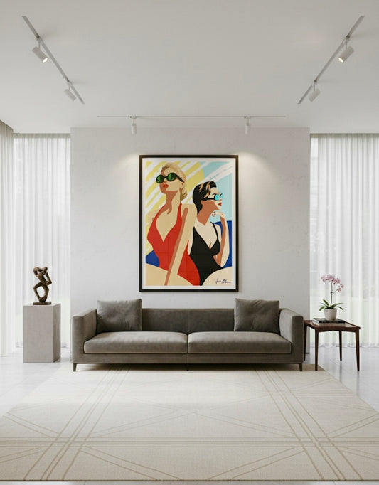 Sun, Salt & Attitude - A Retro Beach Scene - Special Edition Print In a luxury living room 