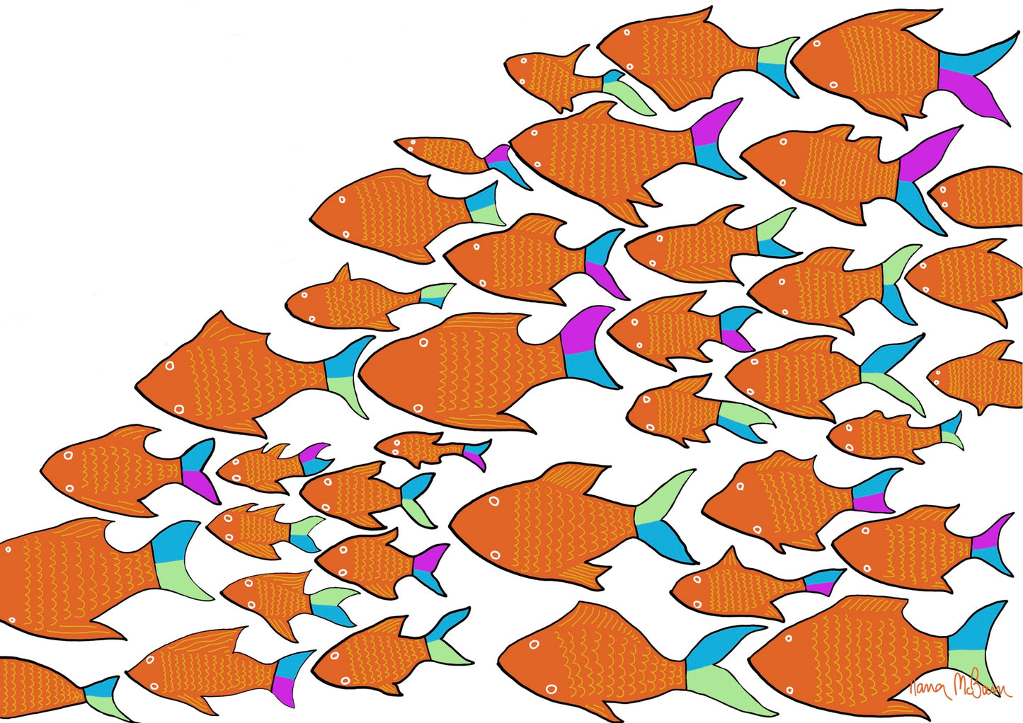 Swimming In Colour - Vibrant Ocean Life - Art Print