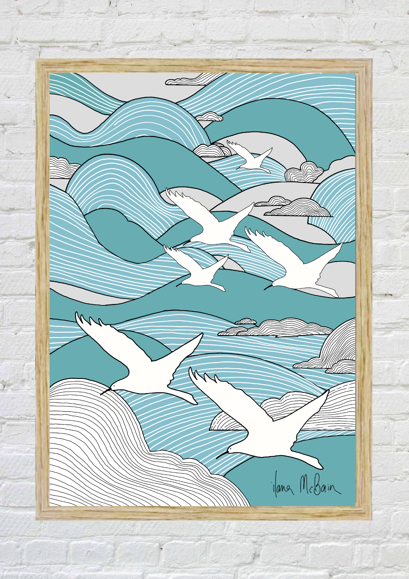 Soaring Spirits – Elegant Birds Above the Clouds Art Print