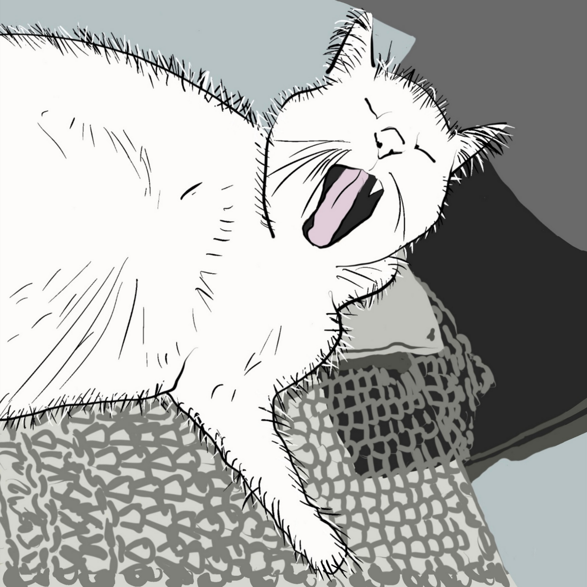 An illustration of a relaxed cat 