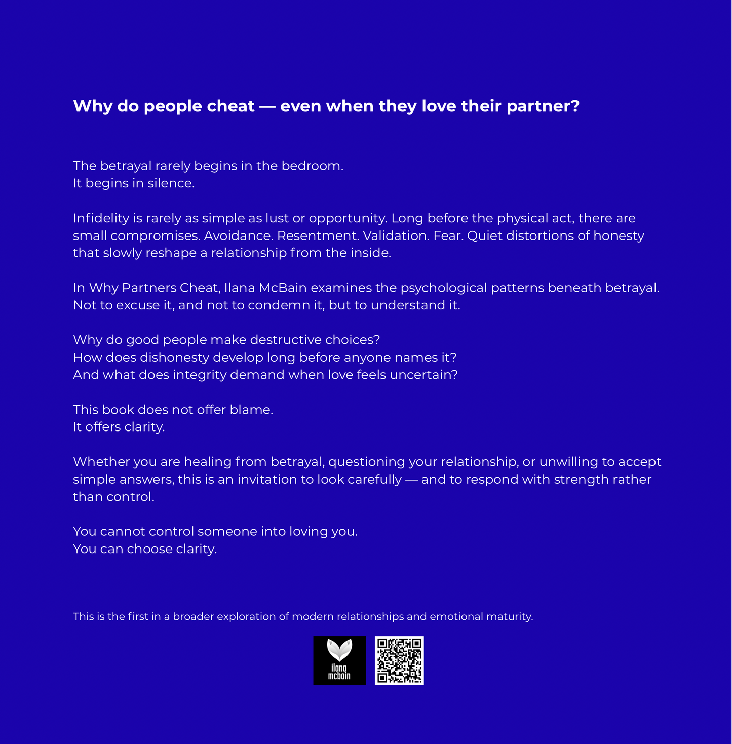 Why Partners Cheat | Psychology of Infidelity & Trust. Back page