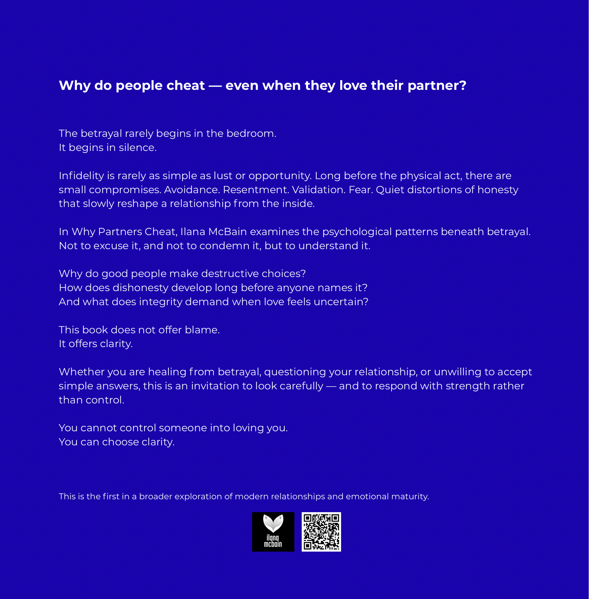 Why Partners Cheat | Psychology of Infidelity & Trust. Back page