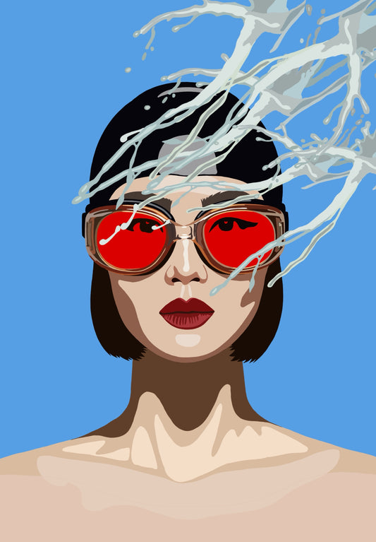 Crimson Perspective contemporary portrait art by Ilana McBain 