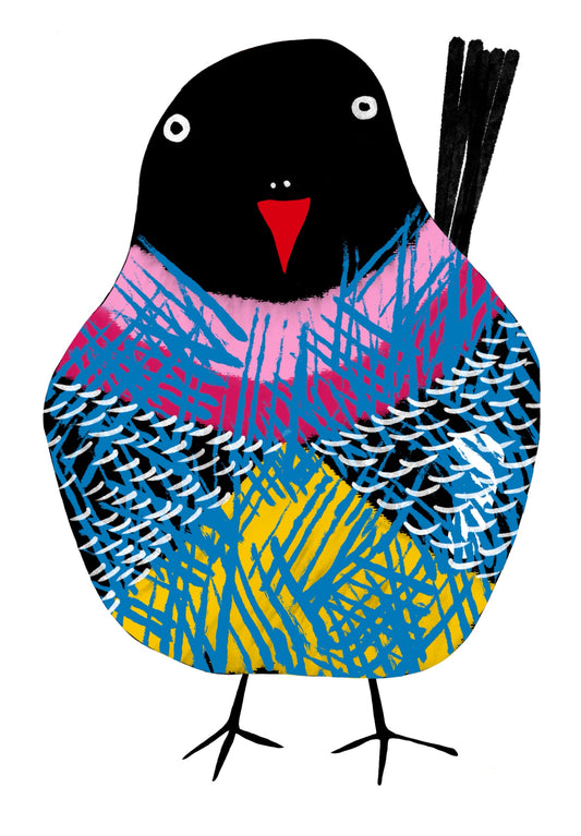 Ethereal Wings colourful contemporary bird art print by Australian artist Ilana McBain.