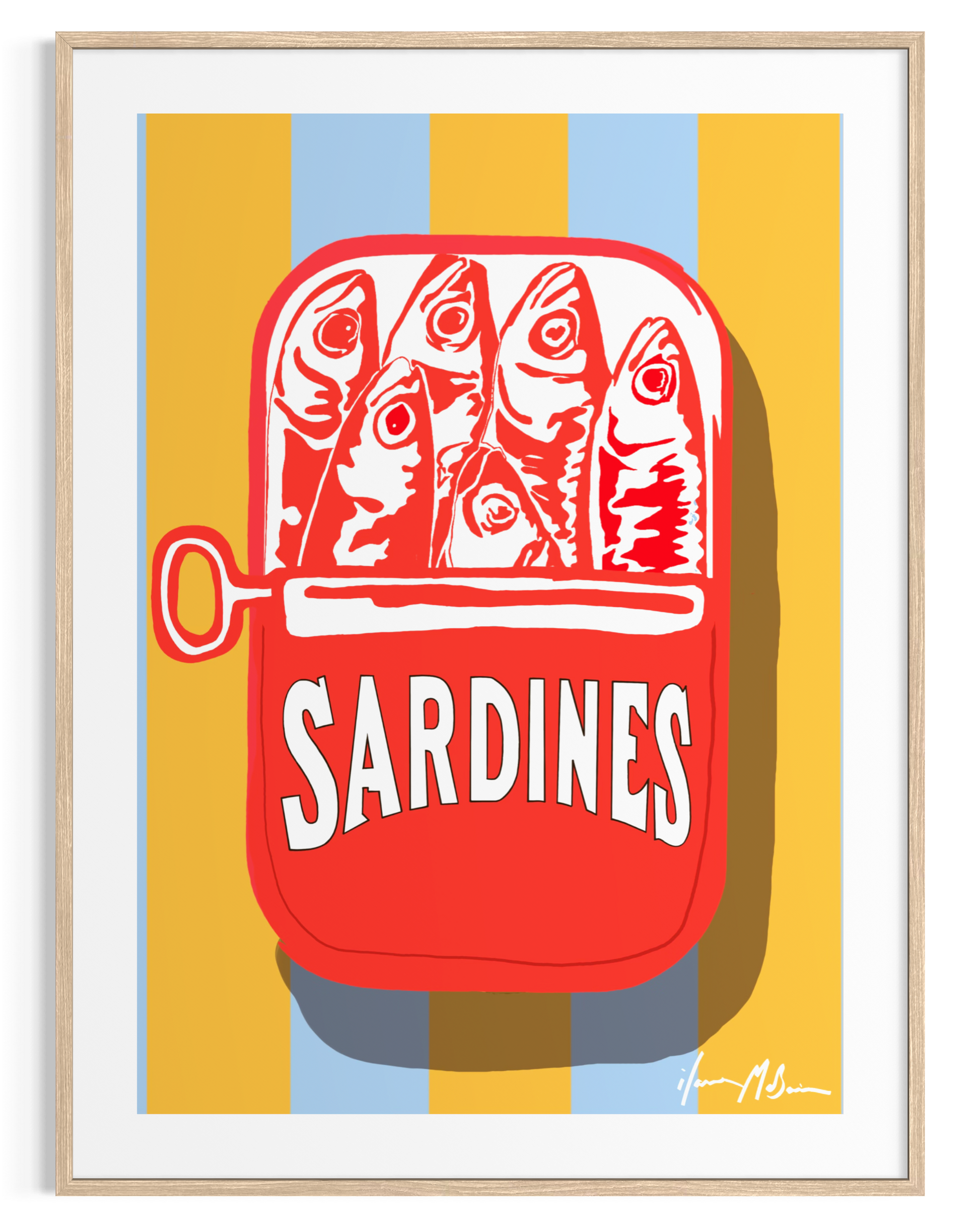 Can of Sardines Rose pop art fine art print by Ilana McBain on museum quality cotton rag paper.