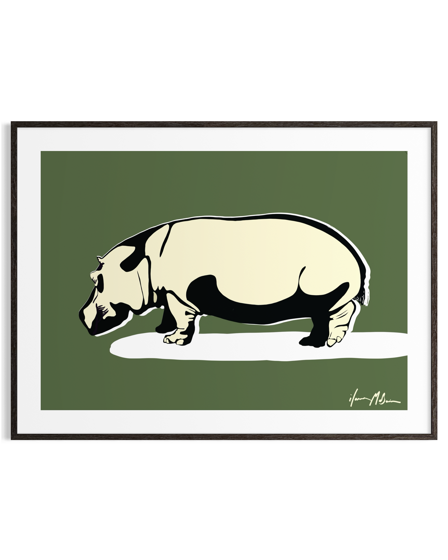 Hippo fine art print titled Unapologetically Solid by Australian artist Ilana McBain.
