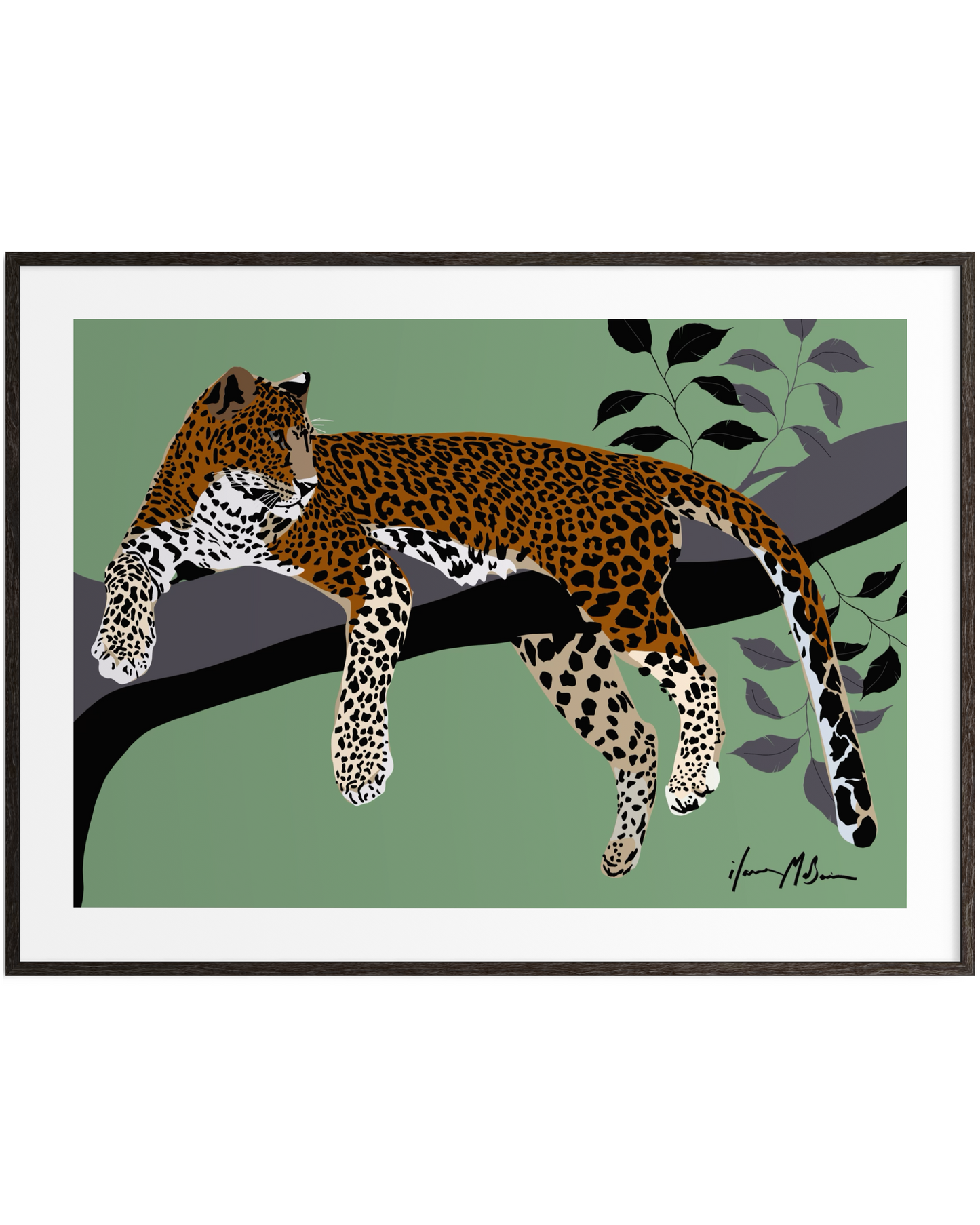 Untamed leopard fine art print by Australian artist Ilana McBain on cotton rag paper.
