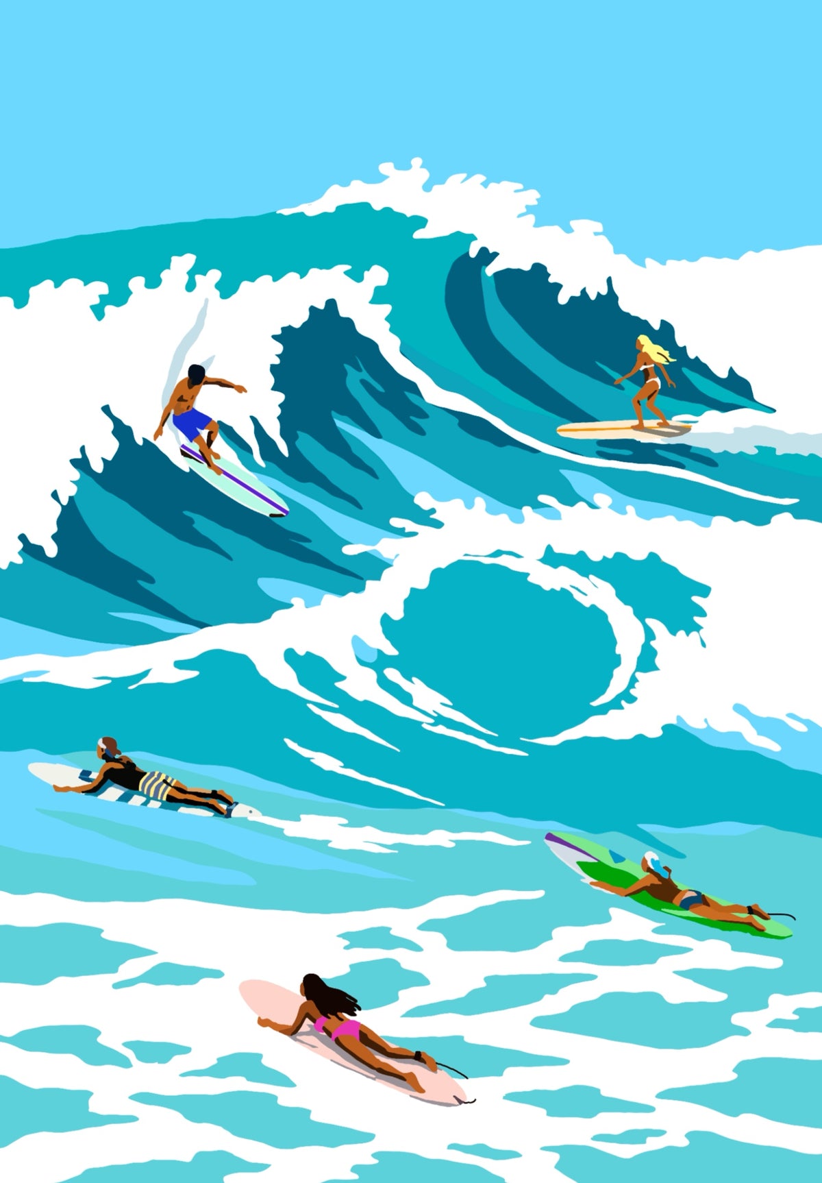 The Lineup contemporary surf art print by Australian artist Ilana McBain