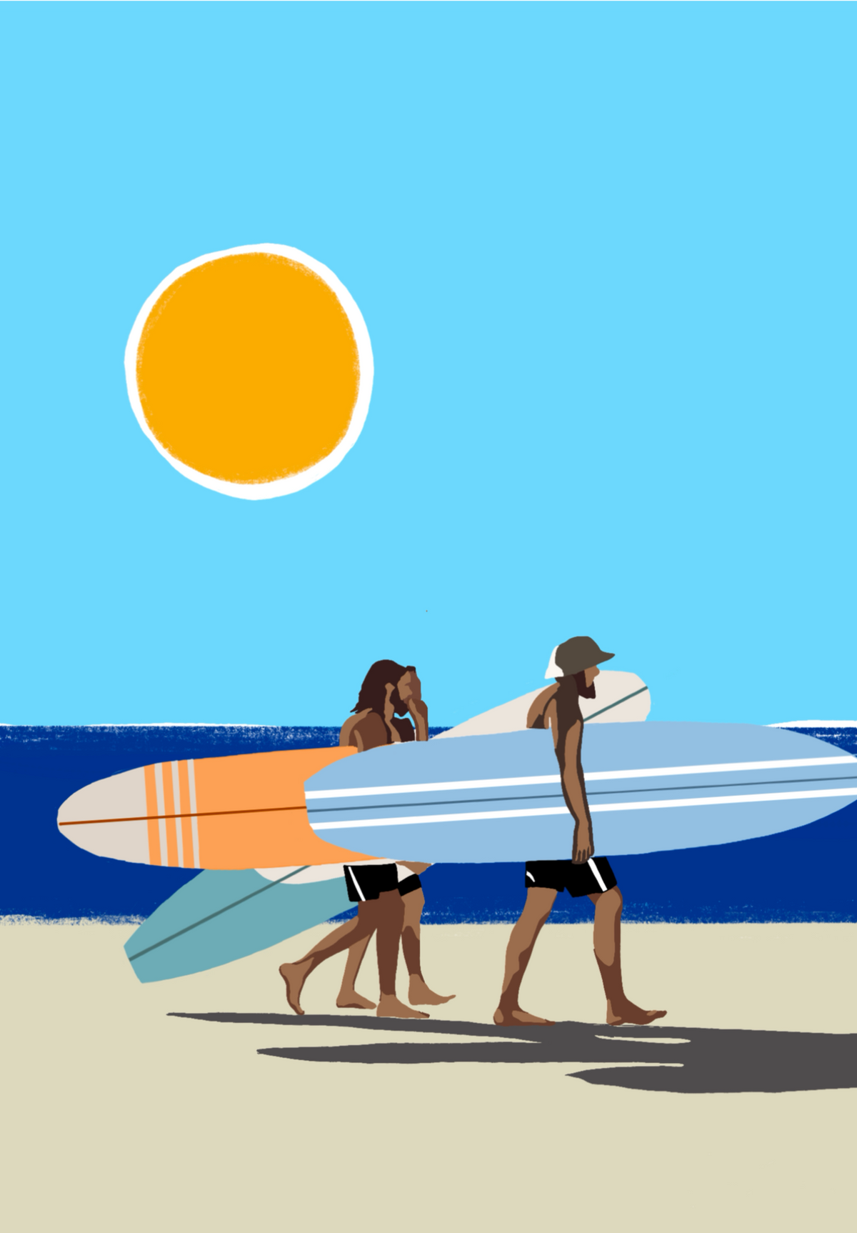 Wave Chasers contemporary surf art print by Australian artist Ilana McBain