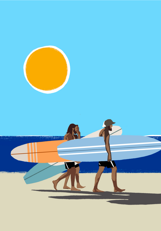 Wave Chasers contemporary surf art print by Australian artist Ilana McBain