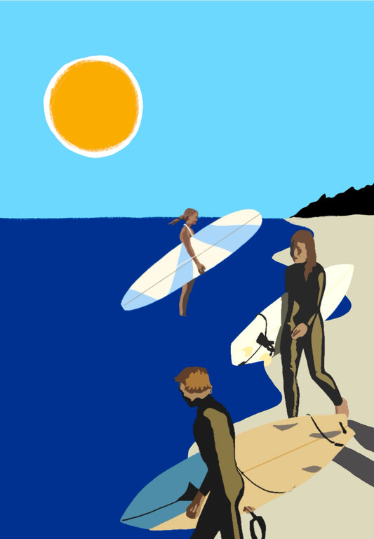 Wave Kids contemporary surf art print by Australian artist Ilana McBain